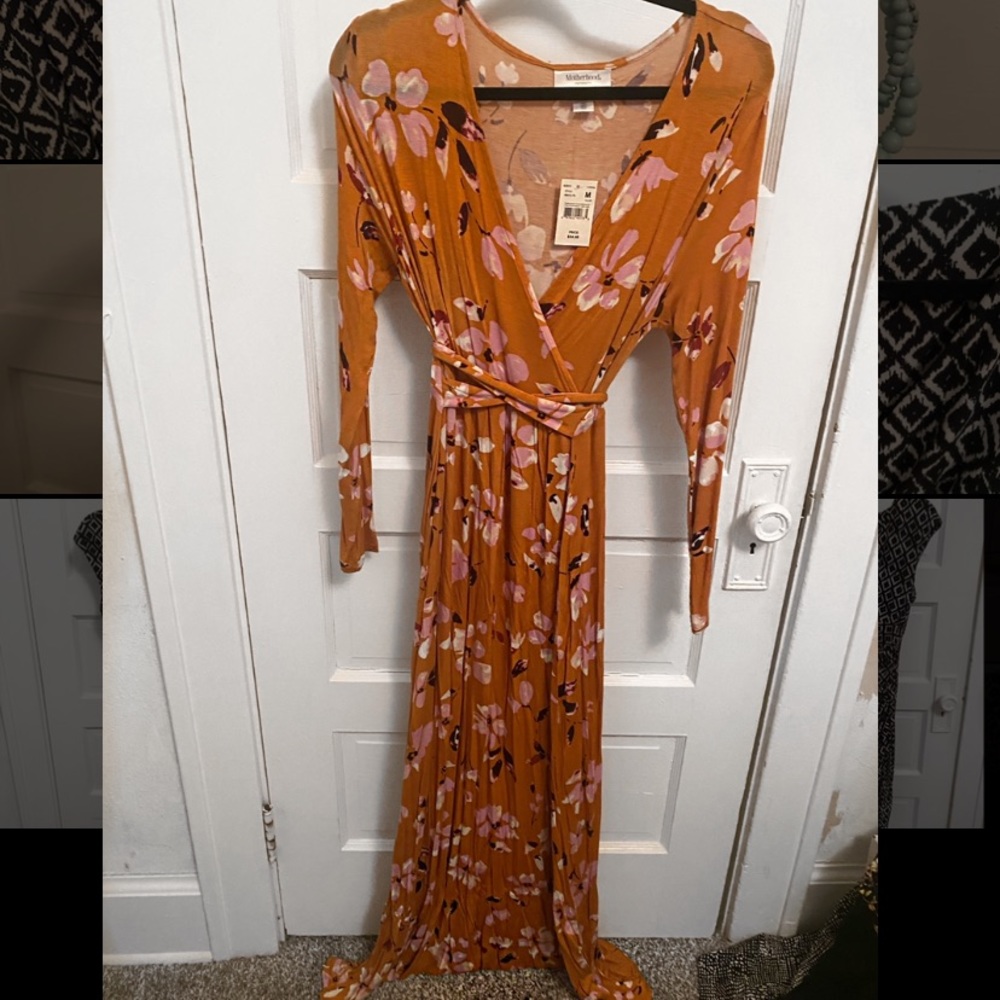 NWT orange floral maternity dress | size Medium M